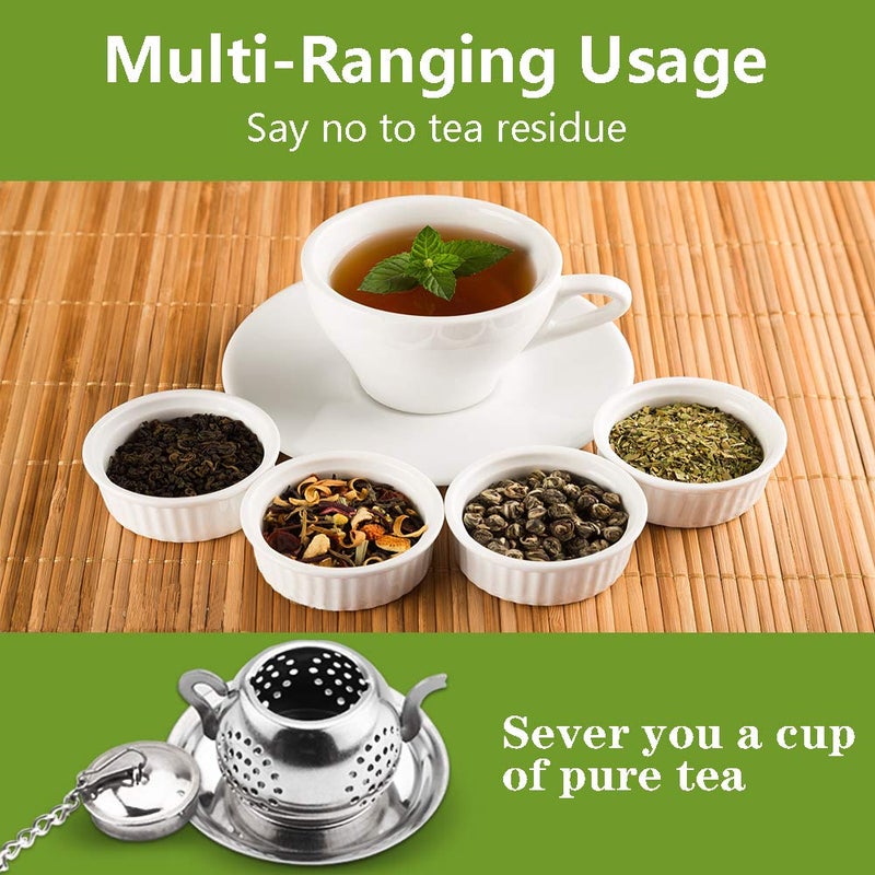 Cyimi Loose Leaf Tea Infuser, 4PCS Tea Strainer Stainless Steel Tea Ball with Chain and Drip Trays, Small Tea Filter Set for Mug (Teapot) - Image 2